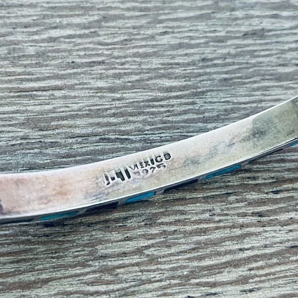 Sterling Silver Turquoise Onyx Mexico Bracelet - Picture 4 of 4